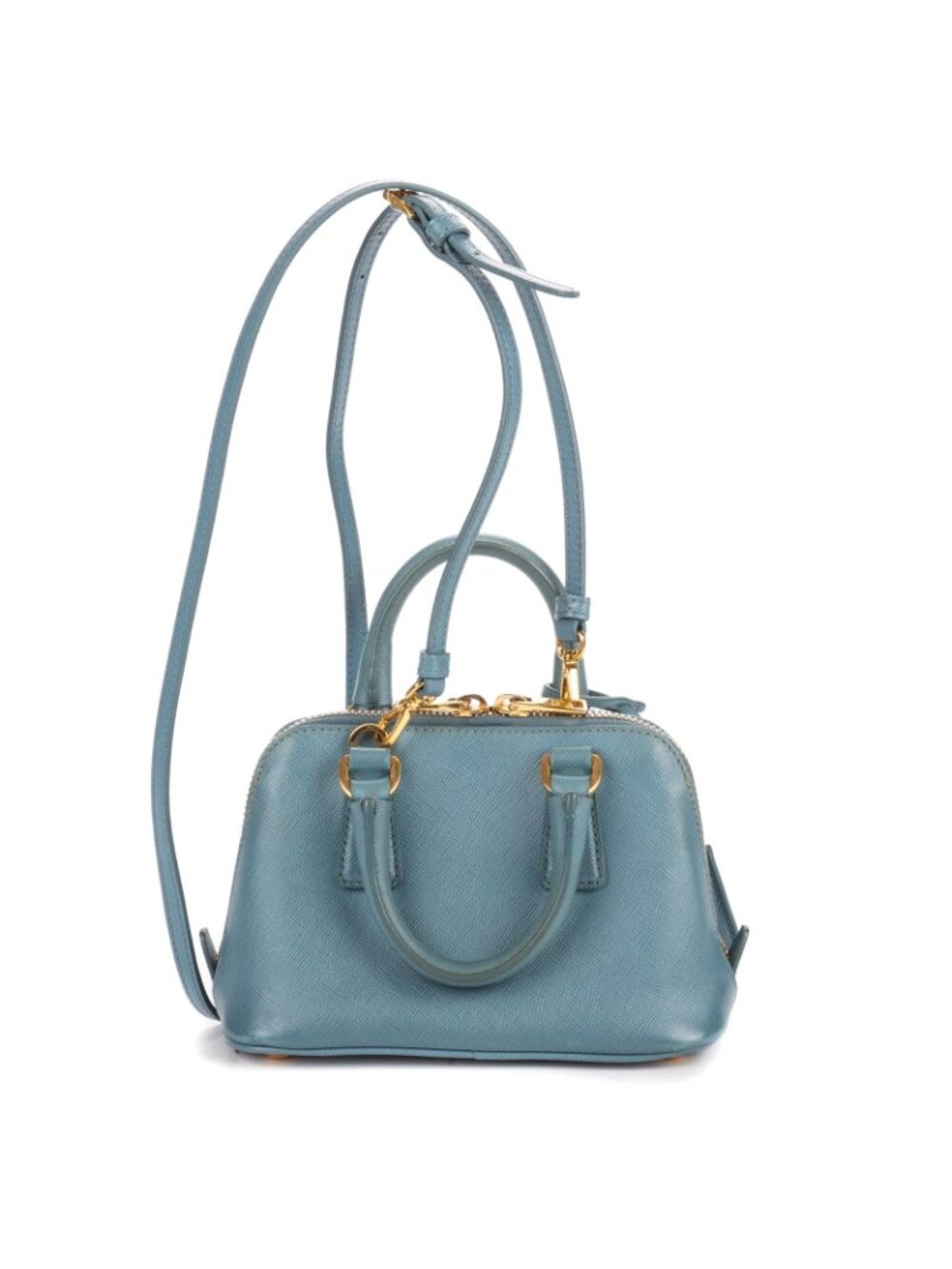 Prada Mini Promenada Blue Saffiano Luxe Leather Shoulder - Picture 5 of 11